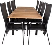 Panama tuinmeubelset tafel 90x160/240cm en 8 stoel Copacabana zwart, naturel.
