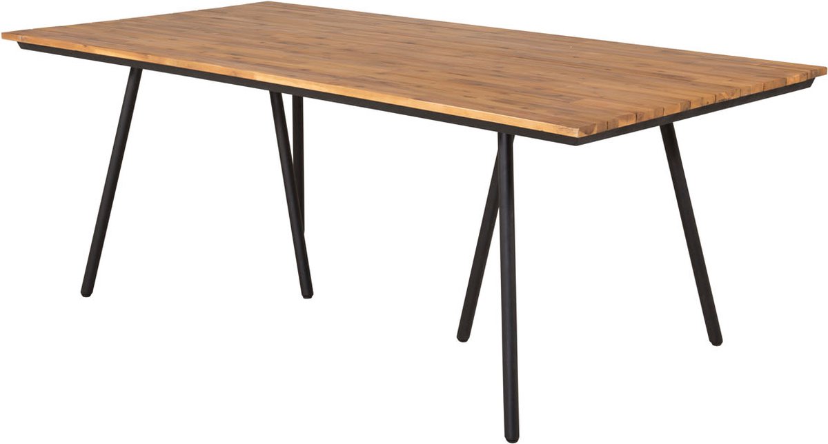 Chan eettafel tuin geolied teak look, zwart.