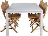 Marbella tuinmeubelset tafel 100x160/240cm en 4 stoel Cane lichtgrijs, naturel, wit.