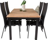Mexico tuinmeubelset tafel 90x160/240cm en 4 stoel Copacabana zwart, naturel.