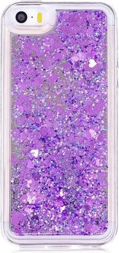 GadgetBay Paarse glitter doorzichtig case flexibel transparant hoesje  iPhone 5 5s SE... | bol.com
