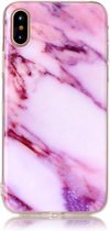 GadgetBay Roze marmer hoesje iPhone X XS paars case TPU marble