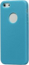 GadgetBay Stevige fingerprint case iPhone 5 5s SE Licht blauwe silicone hoesje