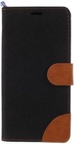 GadgetBay Lederen Fabric iPhone XS Max Bookcase hoesje Standaard - Bruin Zwart