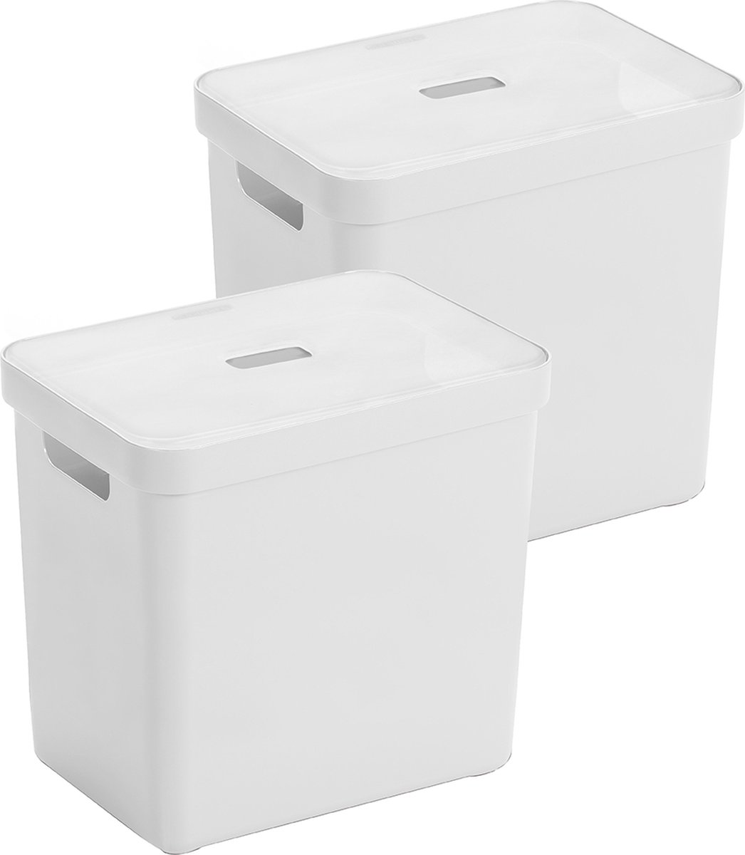 Sunware Sigma Home opbergbox 25L - Set van 2 - Wit/Transparant