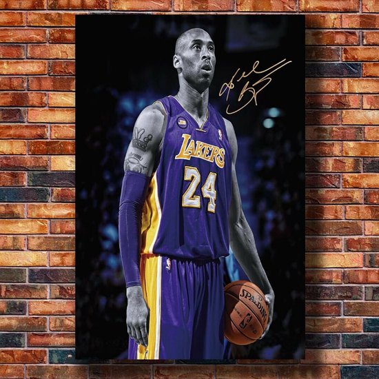 Allernieuwste.nl® Canvas Schilderij Basketbal Legende Kobe Bryant - Kunst - Poster - Sport - 50 x 70 cm - Kleur