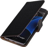 Bookwallet krokodillen zwart hoes Samsung Galaxy S7 Edge