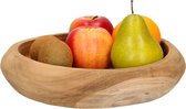 Fruitschaal teak hout 30 cm - Decoratieve schalen voor groente en fruit