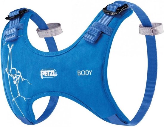 Foto: Klimgordels petzl body zeer comfortabele kinderborstgordel blauw