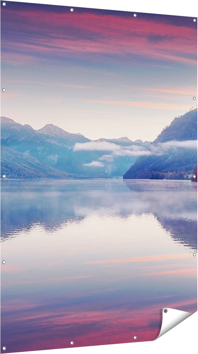 Gards Tuinposter Meer in de Bergen - 120x180 cm - Tuindoek - Tuindecoratie - Wanddecoratie buiten - Tuinschilderij Multikleur