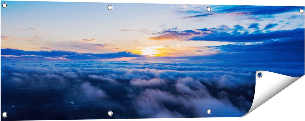 Gards Tuinposter Zonsondergang in de Wolken - 120x40 cm - Tuindoek - Tuindecoratie - Wanddecoratie buiten - Tuinschilderij Multikleur