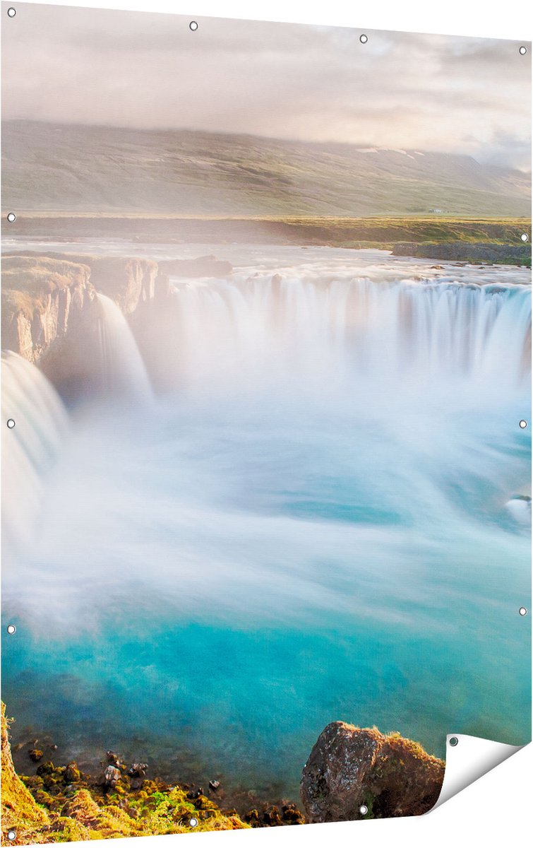Gards Tuinposter Watervallen in IJsland - 120x160 cm - Tuindoek - Tuindecoratie - Wanddecoratie buiten - Tuinschilderij Multikleur