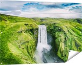 Gards Tuinposter Waterval in het Groene Landschap - 120x80 cm - Tuindoek - Tuindecoratie - Wanddecoratie buiten - Tuinschilderij