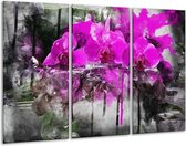 Peinture sur verre d'orchidée | Violet, gris, blanc | 120x80cm 3 Liège | Tirage photo sur verre |  F004784