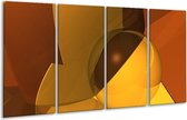 GroepArt - Glasschilderij - Abstract - Bruin, Geel - 160x80cm 4Luik - Foto Op Glas - Geen Acrylglas Schilderij - 6000+ Glasschilderijen Collectie - Wanddecoratie