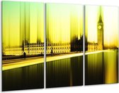Glasschilderij Londen - Geel, Groen, Zwart - 120x80cm 3Luik - Foto Op Glas - Geen Acrylglas Schilderij - GroepArt 6000+ Glas Art Collectie - Maatwerk Mogelijk