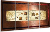GroepArt - Glasschilderij - Modern - Bruin, Goud - 160x80cm 4Luik - Foto Op Glas - Geen Acrylglas Schilderij - 6000+ Glasschilderijen Collectie - Wanddecoratie
