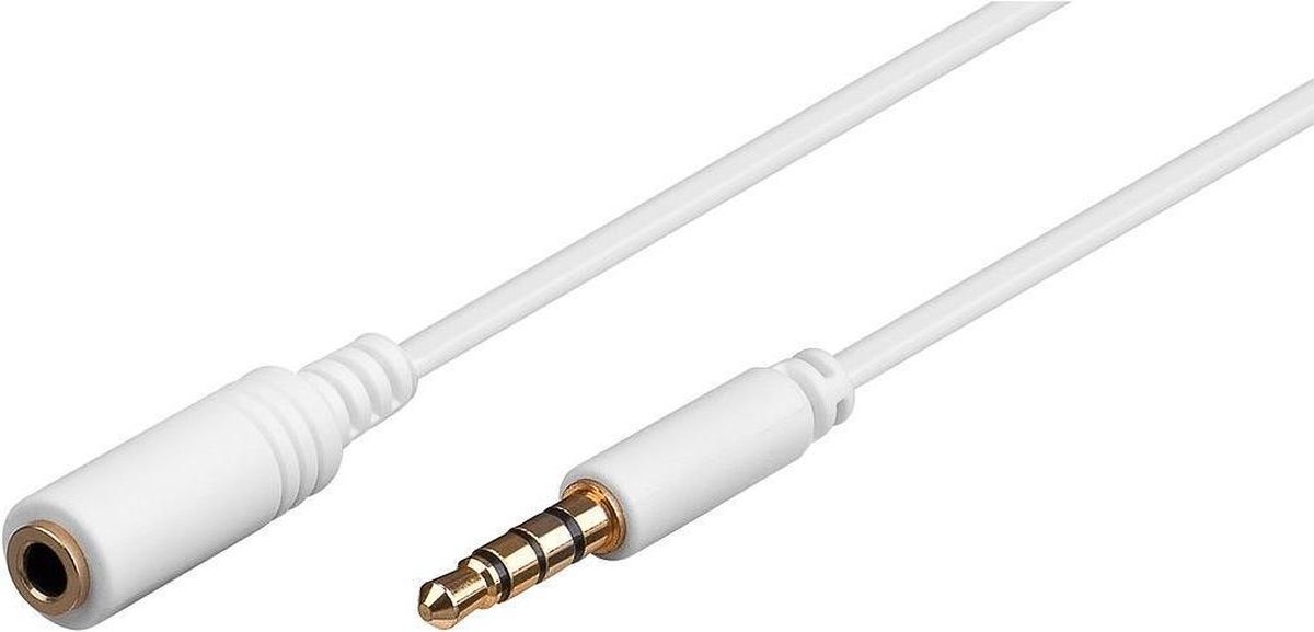 Image of 4-polige 3,5mm Jack Verlengkabel - Verguld - 0,5 meter - Wit
