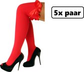 5x Paire de bas autofixants rouges avec nœud - Bas Britney - Défilé de festival amusant de party à thème de Danse