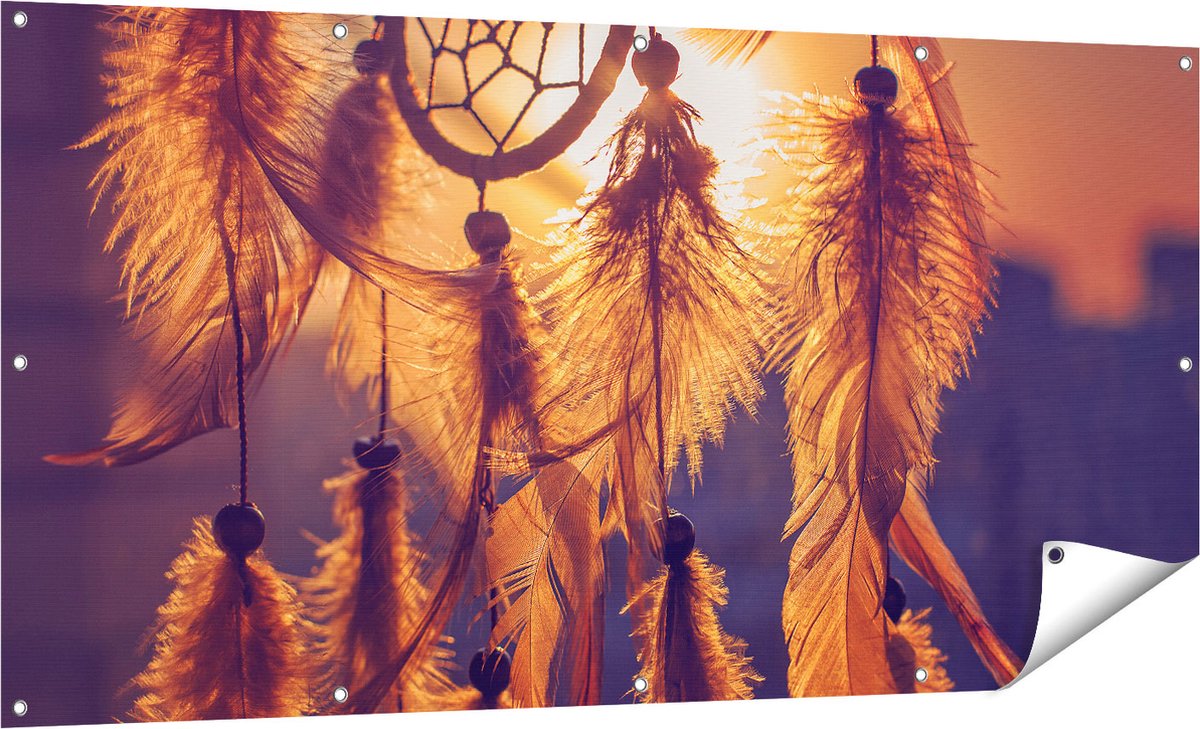Gards Tuinposter Amulet van de Indianen - Symbool - Ketting - 160x80 cm - Tuindoek - Tuindecoratie - Wanddecoratie buiten - Tuinschilderij Multikleur