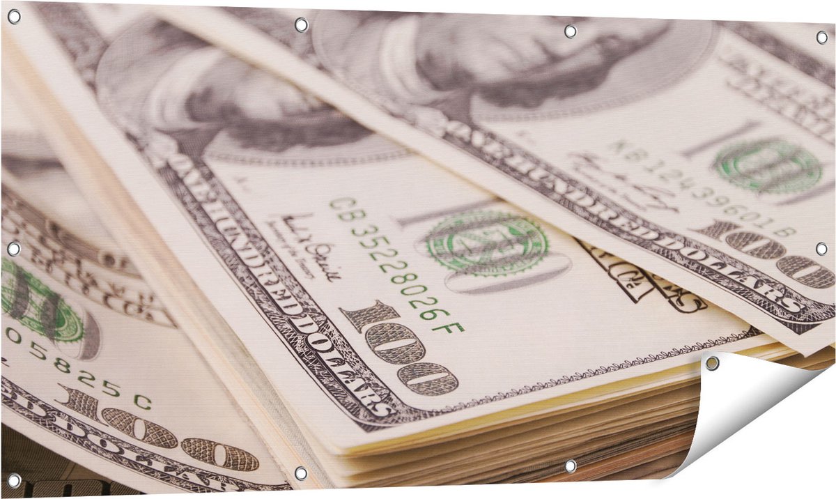 Gards Tuinposter Dollar Geld Briefjes - 120x60 cm - Tuindoek - Tuindecoratie - Wanddecoratie buiten - Tuinschilderij Multikleur