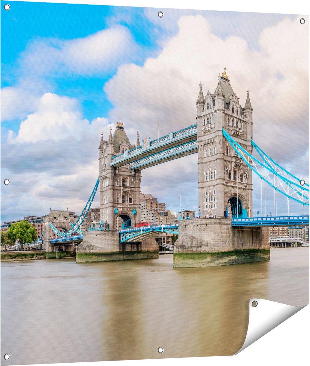 Gards Tuinposter Tower Bridge in Londen - 100x100 cm - Tuindoek - Tuindecoratie - Wanddecoratie buiten - Tuinschilderij Multikleur