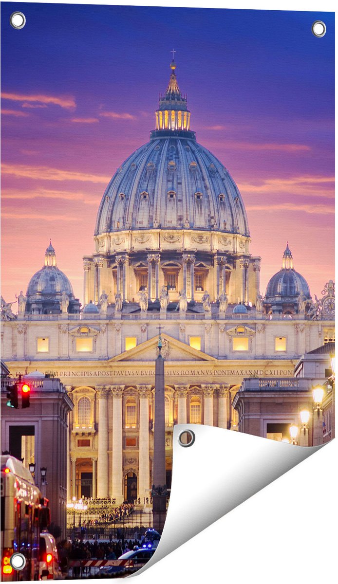 Gards Tuinposter Sint Pietersbasiliek in Rome, Itali� - 40x60 cm - Tuindoek - Tuindecoratie - Wanddecoratie buiten - Tuinschilderij Multikleur