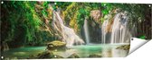 Gards Tuinposter Tropische Waterval - 150x50 cm - Tuindoek - Tuindecoratie - Wanddecoratie buiten - Tuinschilderij