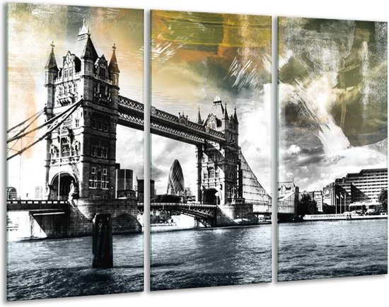 Glasschilderij Engeland, London - Zwart, Grijs, Groen - 120x80cm 3Luik - Foto Op Glas - Geen Acrylglas Schilderij - GroepArt 6000+ Glas Art Collectie - Maatwerk Mogelijk