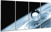 GroepArt - Glasschilderij - Macro - Blauw, Zwart - 160x80cm 4Luik - Foto Op Glas - Geen Acrylglas Schilderij - 6000+ Glasschilderijen Collectie - Wanddecoratie