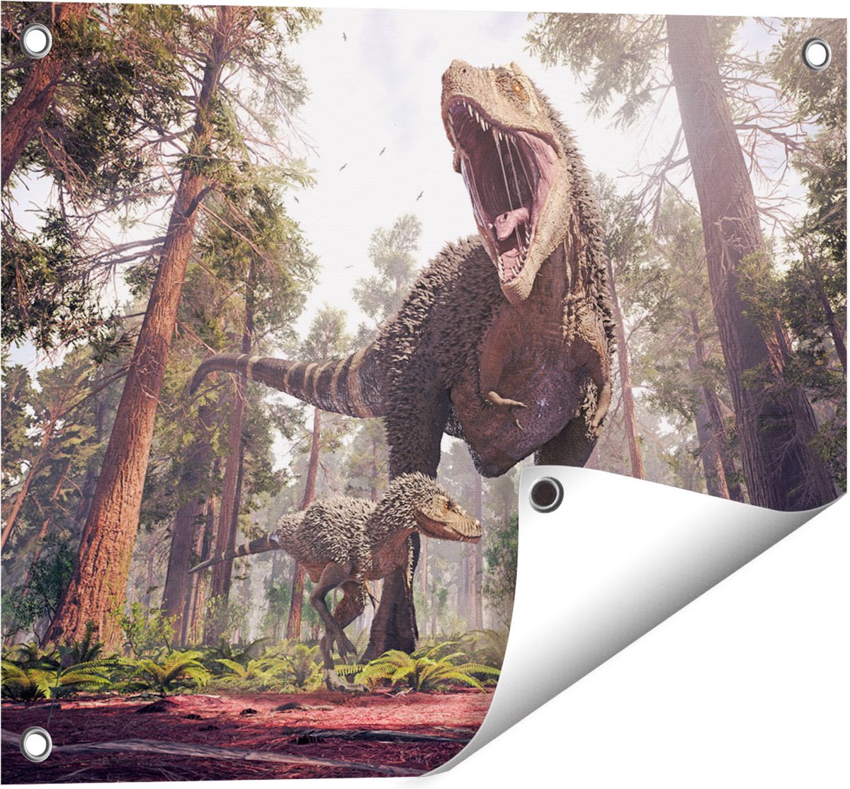 Gards Tuinposter Tyrannosaurus Rex Dinosaurus - T-Rex - 50x40 cm - Tuindoek - Tuindecoratie - Wanddecoratie buiten - Tuinschilderij Multikleur