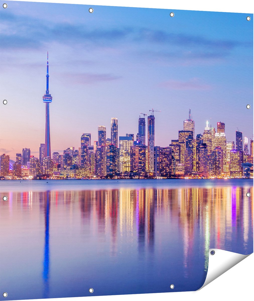 Gards Tuinposter Toronto Skyline in Canada - 110x110 cm - Tuindoek - Tuindecoratie - Wanddecoratie buiten - Tuinschilderij Multikleur