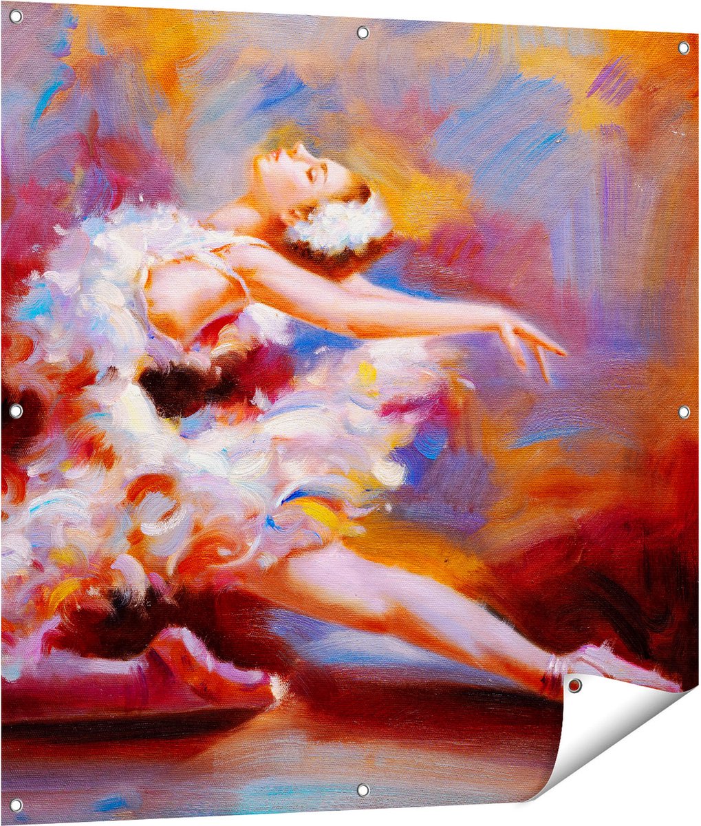 Gards Tuinposter Ballerina van Olieverf - Ballet - 100x100 cm - Tuindoek - Tuindecoratie - Wanddecoratie buiten - Tuinschilderij Multikleur