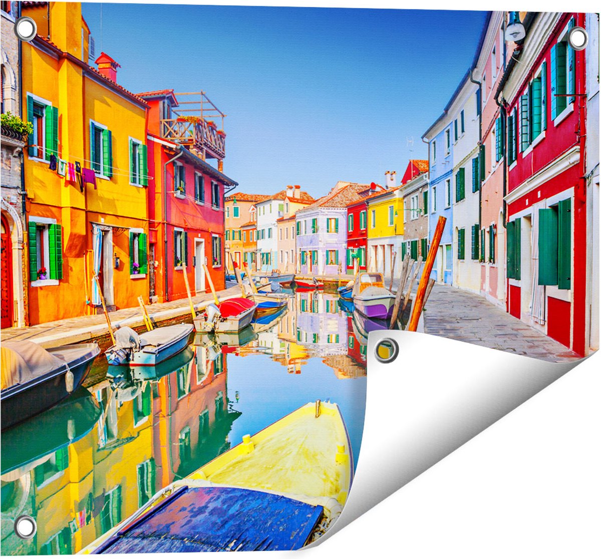 Gards Tuinposter Kleurrijke Huisjes aan het Water in Veneti� - 50x40 cm - Tuindoek - Tuindecoratie - Wanddecoratie buiten - Tuinschilderij Multikleur