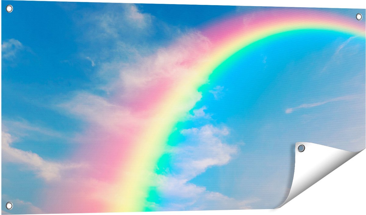 Gards Tuinposter Regenboog - 100x50 cm - Tuindoek - Tuindecoratie - Wanddecoratie buiten - Tuinschilderij Multikleur