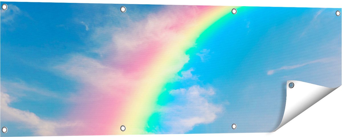 Gards Tuinposter Regenboog - 120x40 cm - Tuindoek - Tuindecoratie - Wanddecoratie buiten - Tuinschilderij Multikleur