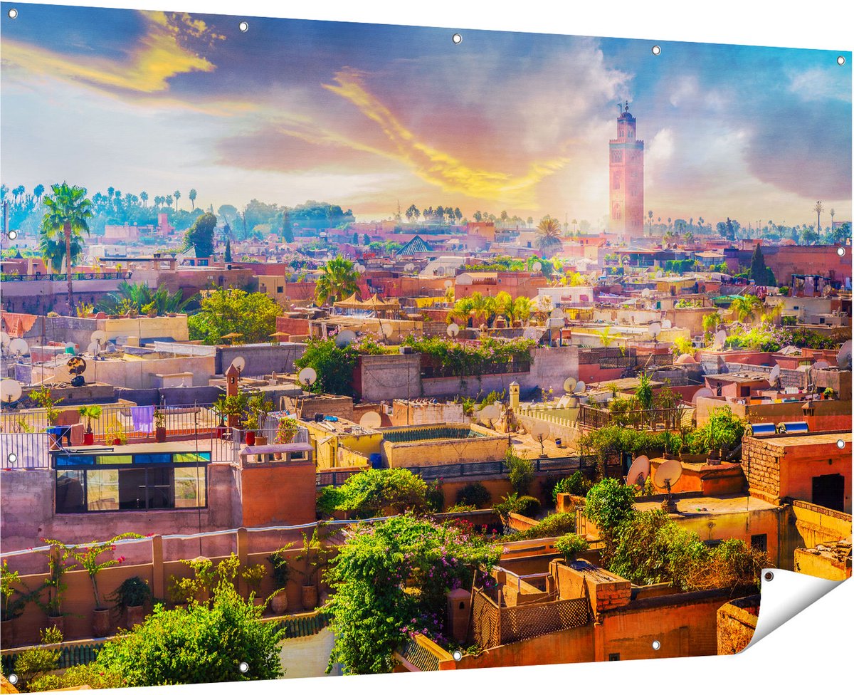 Gards Tuinposter Medina van Marrakesh in Marokko - 180x120 cm - Tuindoek - Tuindecoratie - Wanddecoratie buiten - Tuinschilderij Multikleur