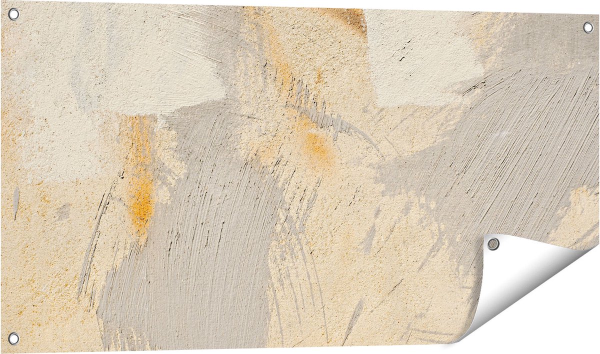 Gards Tuinposter Abstracte Kunst van een Cementen Muur - 100x50 cm - Tuindoek - Tuindecoratie - Wanddecoratie buiten - Tuinschilderij Multikleur