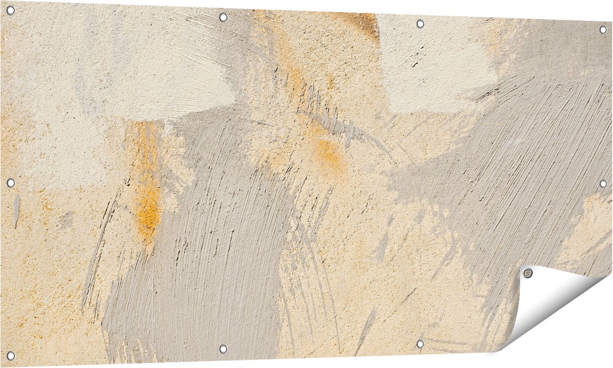 Gards Tuinposter Abstracte Kunst van een Cementen Muur - 140x70 cm - Tuindoek - Tuindecoratie - Wanddecoratie buiten - Tuinschilderij Multikleur