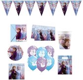 Disney - Frozen - Feestpakket - Versiering - Verjaardag - Kinderfeest - Ballonnen - Vlaggenlijn – Tafelkleed – Uitdeelzakjes - Uitnodiging kaarten - Bordjes - Bekers - Servetten.