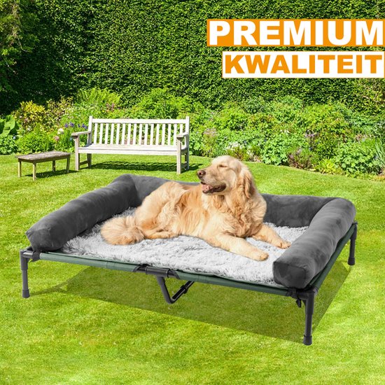 Lit pour chien de Luxe sur pieds - Canapé pour chien XXL - Panier pour animaux - Canapé d'assise 130x90cm - Lit pour chien orthopédique - Chaise longue