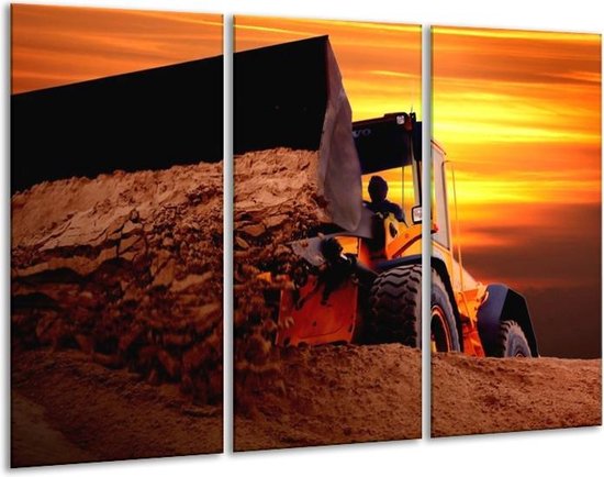 Glasschilderij Tractor | Bruin, Geel, Oranje | | Foto print op Glas |  F000358