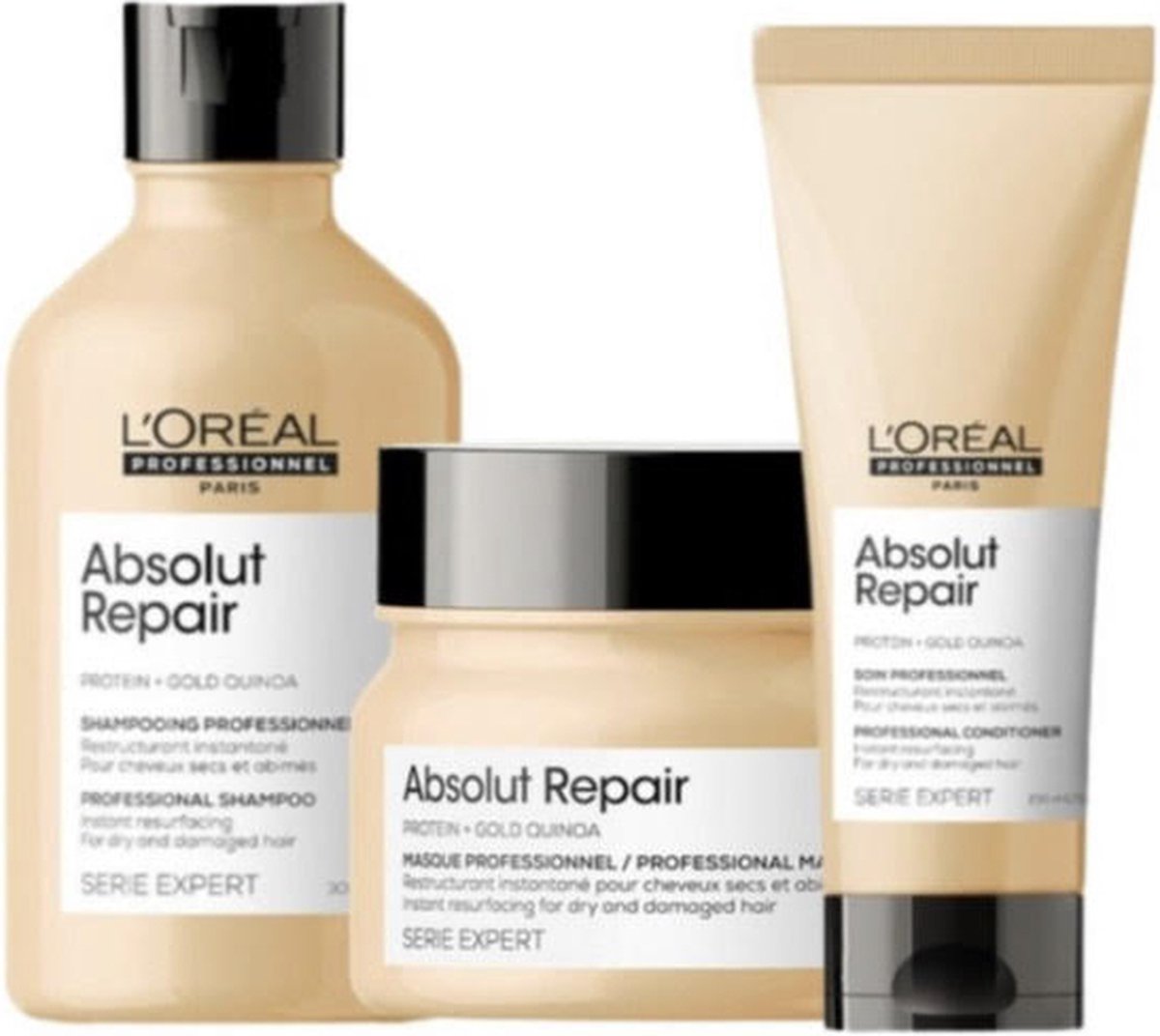 Bol.com L'Oréal Absolut Repair Shampoo en Conditioner 300ml + 200ml & Absolut Repair masque 250 ml aanbieding