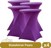 Jupe de table debout violet 80 cm par 4 - Table de fête - Jupe de table Alora pour table debout - Housse de table debout - Mariage - Cocktail - Rok Stretch - Set de 4