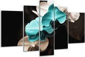 Peinture sur verre d'orchidée | Bleu, noir, gris | 170x100cm 5 Liège | Tirage photo sur verre |  F002727