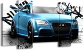 GroepArt - Schilderij - Audi, Auto - Blauw, Zwart, Grijs - 120x65cm 5Luik - Foto Op Canvas - GroepArt 6000+ Schilderijen 0p Canvas Art Collectie - Wanddecoratie