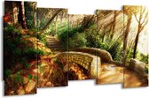 GroepArt - Canvas Schilderij - Natuur - Bruin, Groen - 150x80cm 5Luik- Groot Collectie Schilderijen Op Canvas En Wanddecoraties