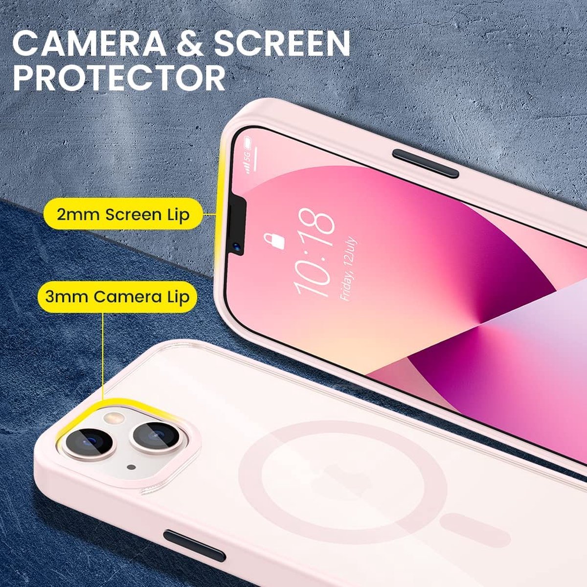 iPhone 13 MagSafe Hoesje Roze iPhone 13 MagSafe Case Transparant Roze