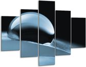 Glasschilderij -  Macro - Blauw - 100x70cm 5Luik - Geen Acrylglas Schilderij - GroepArt 6000+ Glasschilderijen Collectie - Wanddecoratie- Foto Op Glas