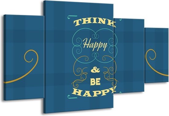 Peinture | Texte de peinture sur toile, moderne | Bleu jaune | 160x90cm 4 Liège | Tirage photo sur toile